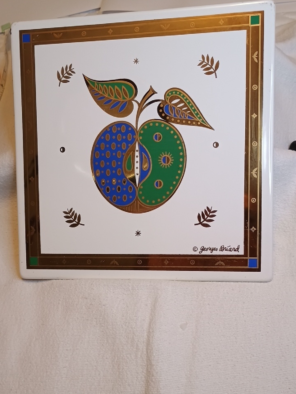 Vintage Georges Briard Enamel Tile Art "Forbidden Fruit" MCM 50's Pop Old Stock